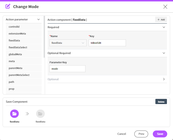 Figure 2. Example of mode settings